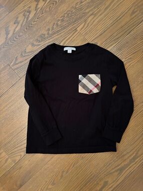 Burberry Black Long-Sleeve Tee with Iconic Check Pocket